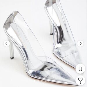 Good American Silver Clear Heels